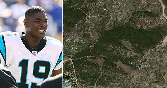 Keyshawn Johnson and an aerial view of Abercrombie Ranch Estates (credit: Wikipedia Commons, Zillow)