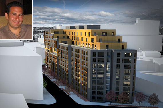 A rendering of Radson Development's planned MLK Plaza on East 147th Street in Mott Haven (inset: Daniel Rad)
