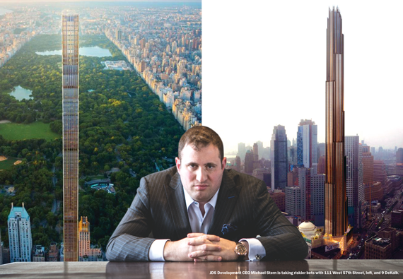 Michael Stern, flanked by 111 West 57th Street (left) and 9 DeKalb Avenue