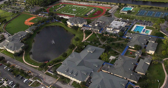 Aerial view of the North Broward Preparatory School campus