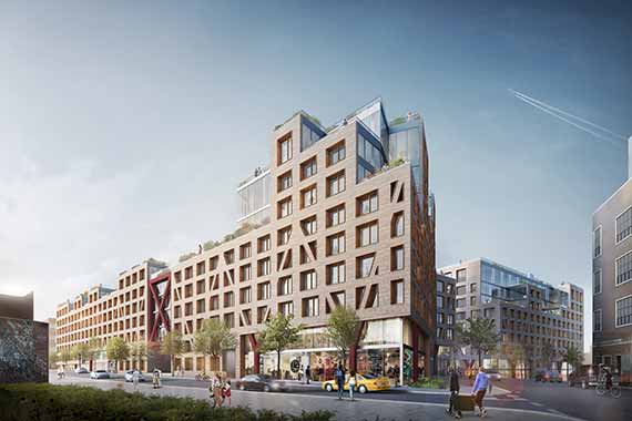 Rendering of the project on the Rheingold Brewery site in Bushwick (Credit: ODA New York)