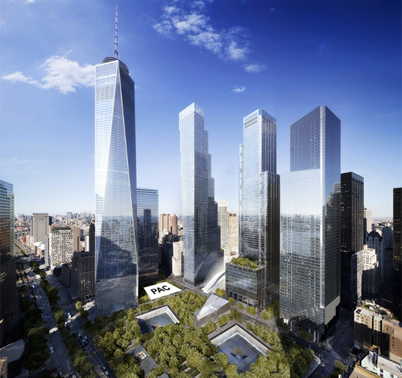 Rendering of the future Performing Arts Center at the World Trade Center (credit: DBOX)