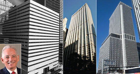 From left: 237 Park Avenue, 28 Liberty Street and One New York Plaza