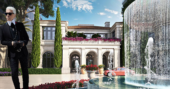 Karl Lagerfeld and a rendering of the Estates at Acqualina