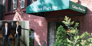 Chelsea Pines Inn at 317 W. 14th St. Inset: Icon Realty Management's Terrence Lowenberg and Todd Cohen