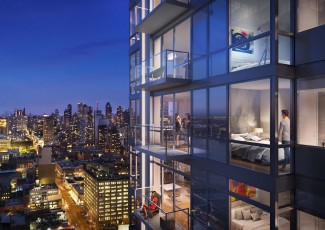 A rendering Moinian's "Sky" rental building at 605 West 42nd Street
