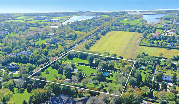 An 8-acre Southampton parcel was subdivided into two lots. The vacant 3.57-acre lot has sold, while the larger lot with a pool and cottage remains on the market.