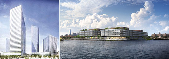 <em>From left: 28-10 Jackson Avenue in Long Island City and 270 Richards Street in Red Hook</em>