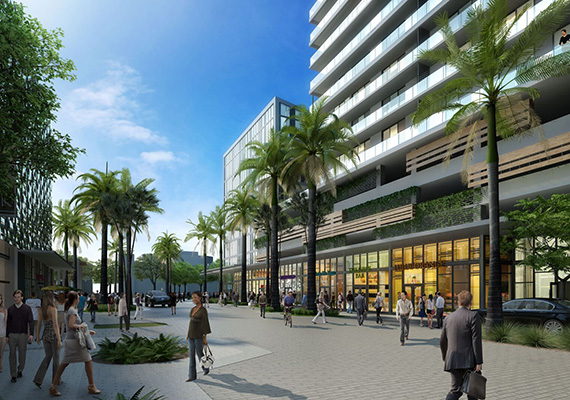 Rendering of the retail at Aventura ParkSquare