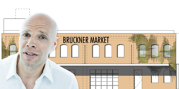Keith Rubenstein (credit: STUDIO SCRIVO) and a rendering of the "Bruckner Market"