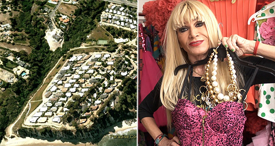 Paradise Cove trailer park (via Google Earth) and a still of Betsey Johnson on "House of Style"