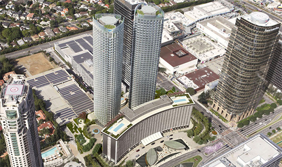 A rendering of the Century Plaza project in Century City (via Next Century Partners)