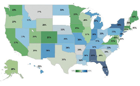 Share of cash sales by state (Credit: CoreLogic)