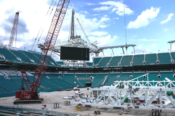 Renovation work at the Miami Dolphins' stadium in Miami Gardens (Credit: Allen Eyestone / The Palm Beach Post)