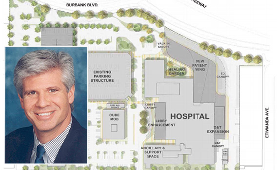 Providence Tarzana chief executive Dale Surowitz and the conceptual plan of the site