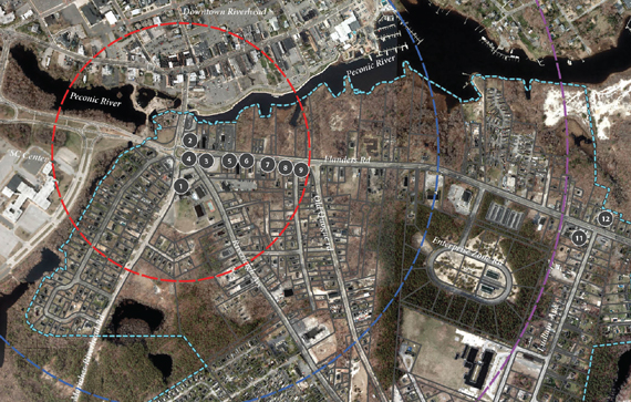(Click to enlarge) Riverside traffic circle redevelopment plan