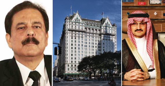 From left: Subrata Roy, The Plaza Hotel at 768 5th Avenue in Midtown and Al-Waleed bin Talal
