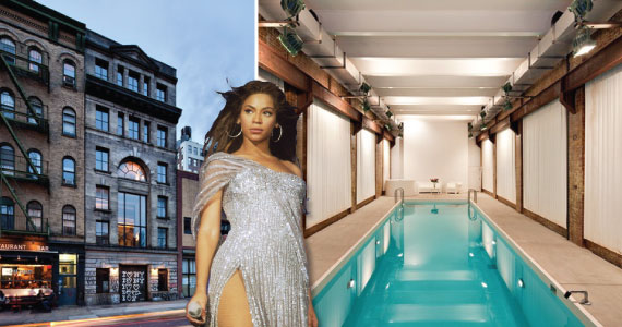 The townhouse at 214 Lafayette Street in Soho (inset: Beyonce)