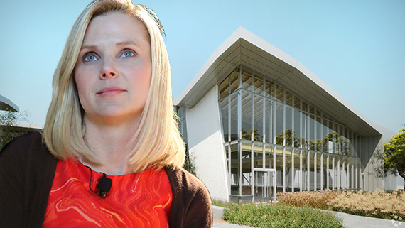 Yahoo CEO Marissa Mayer and a building the company leases at 11995 West Bluff Creek Drive in Playa Vista