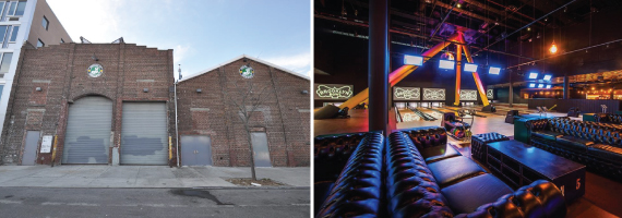61-71 Wythe Avenue in North Williamsburg and inside at Brooklyn Bowl