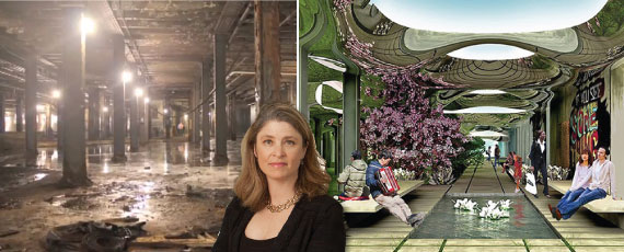 The existing terminal and rendering of the Lowline (inset: Alicia Glen)