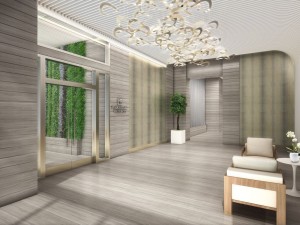 Rendering of the medical wellness lobby at Aventura ParkSquare