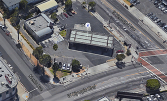 The site, currently a gas station, at 1000 South Vermont Avenue (Credit: Google Earth)