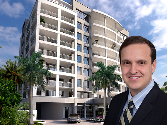 Rendering of 327 Royal Palm (Inset: Ignacio Diaz, operating manager of Group P6)