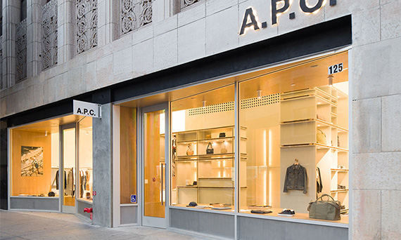 French retailer A.P.C.'s DTLA storefront at 125 West 9th Street (Credit: Taiyo Watanabe, c/o Warren Office for Research and Design)
