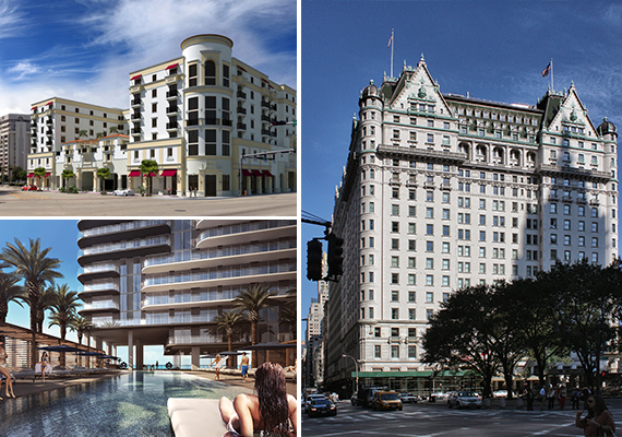 Aloft Coral Gables, The Plaza Hotel, and a rendering of Hyde Midtown