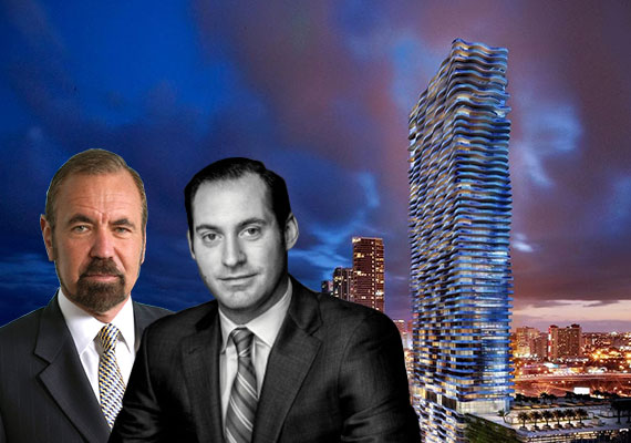 Jorge and Jon Paul Perez and a rendering of Auberge Residences &amp; Spa Miami (Credit: ArX Solutions)