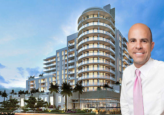 Rendering of the Gale Residences Fort Lauderdale Beach (Inset: Newgard Development Group CEO Harvey Hernandez)