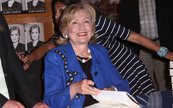 Hillary Clinton at an East Hampton bookstore in 2014 (Credit: Getty)