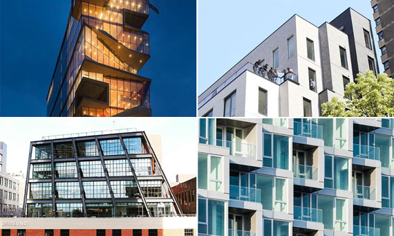 Clockwise from top left: Columbia University's Medical and Graduate Education Building​ (credit: bldgNYC), Carmel Place (credit: narchitects_pllc), VIA West 57 (credit: field_condition) and 837 Washington (credit: Gloria Tso/trdny)
