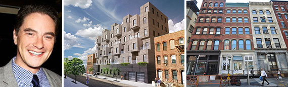 From left: Cayuga Capital Management's Jamie Weisman, rendering of 79 Quay Street in Greenpoint and 73 Hudson Street in Tribeca