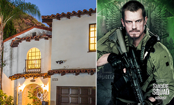 The house at 1723 Viewpoint Drive (via Halton Pardee + Partners) and Joel Kinnaman in a "Suicide Squad" post (via Warner Brothers)