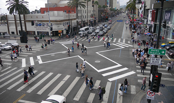 The intersection at Hollywood Boulevard and Highland Avenue (Credit: LA Great Streets Tumblr)