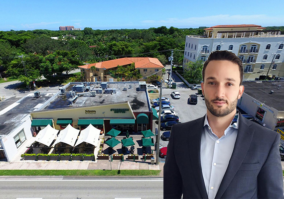 Aerial view of the Coral Gables property and listing agent Marcos Puente