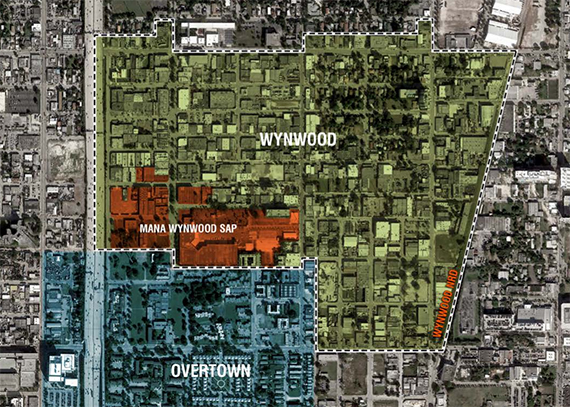 Overhead view of Wynwood, the Mana Special Area Plan and Overtown