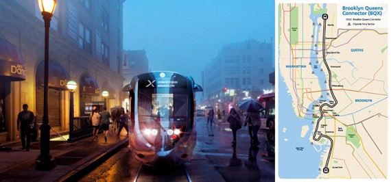 Rendering of the streetcar and the streetcar map