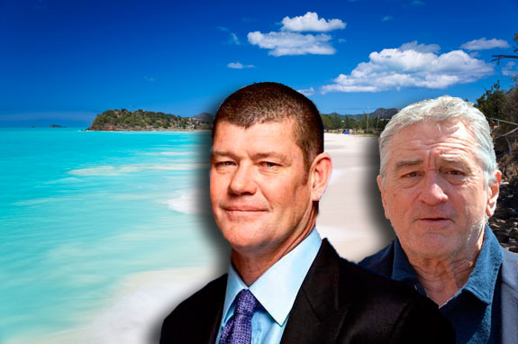 Barbuda, James Packer (photo credit: Forbes via Business Insider) and Robert De Niro (photo credit: Georges Biard via Wiki Commons)