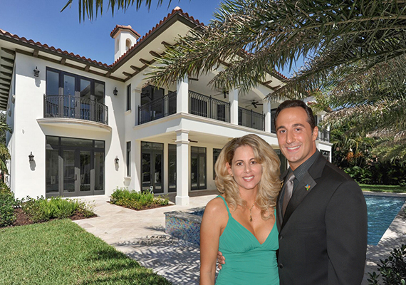 156 Fiesta Way in Fort Lauderdale. (Inset: Gina and Anthony Russo)