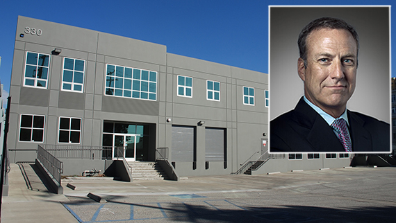 The warehouse at 330 South Alameda Street and Greystar CEO Bob Faith (Credit: Loopnet, Greystar)