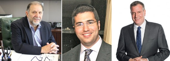 From left: Joseph Esposito, Jona Rechnitz, Bill de Blasio