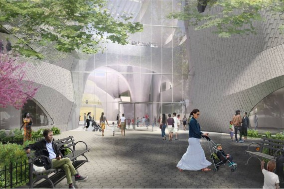 Rendering of the proposed Richard Gilder Center for Science, Education and Innovation entrance at the American Museum of Natural History (credit: Studio Gang Architects )