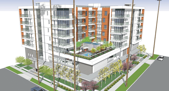 A rendering of The Kenmore, a new 64-unit multifamily structure being built by Canfield