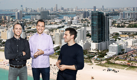 Miami Beach and Airbnb founders Joe Gebbia, Nathan Blecharczyk and Brian Chesky