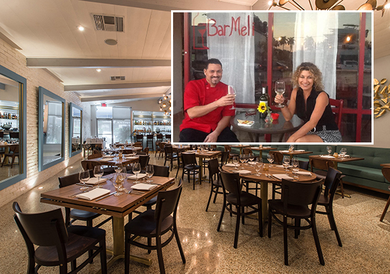Michy's space at 6925 Biscayne Boulevard. Inset: Owner Liza Meli with chef Maykel Solis