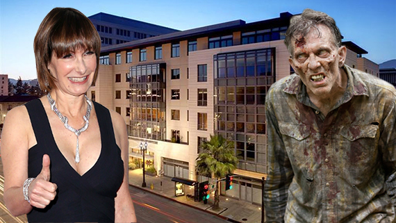 Anne Gale Hurd, the Swank at 345 East Colorado Boulevard and a zombie from "The Walking Dead"