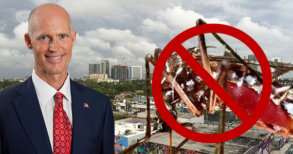 Aerial view of Wynwood, Gov. Rick Scott and a Mosquito